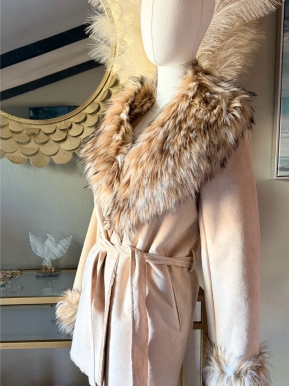 Tasha Polizzi Cream Coat with Faux Fur Trim - Picture 5 of 17